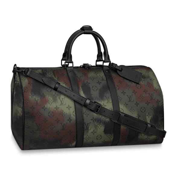 Louis Vuitton Keepall Bandouliere 50 Nylon Camouflage Camo Weekend Travel Bag - Picture 1 of 12